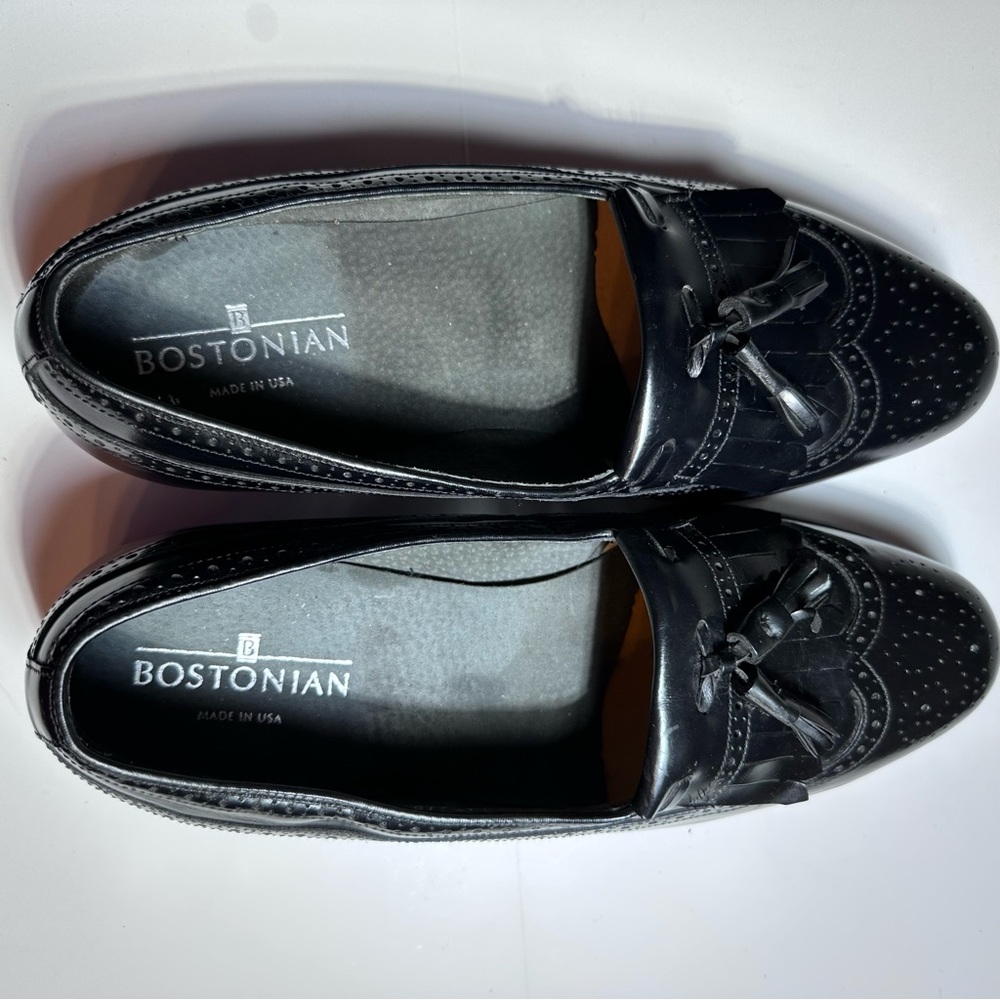 Bostonian Sz 10 EEE Tasseled Wingtip Slip-on Dress Shoes - Picture 7 of 12